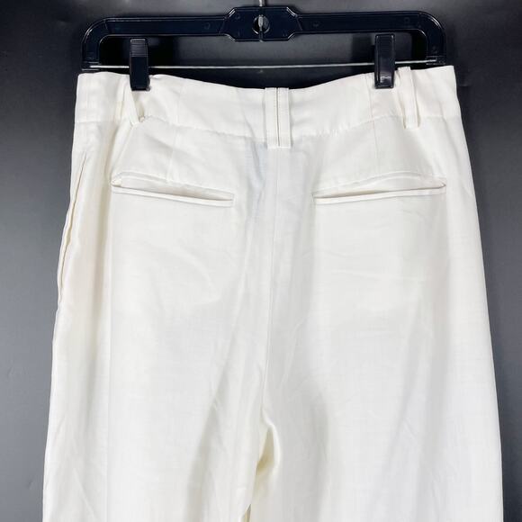 LVIR Wool Two-Tucked Trousers Pants White Pleated High Rise Wide Leg Sz M - Picture 11 of 12